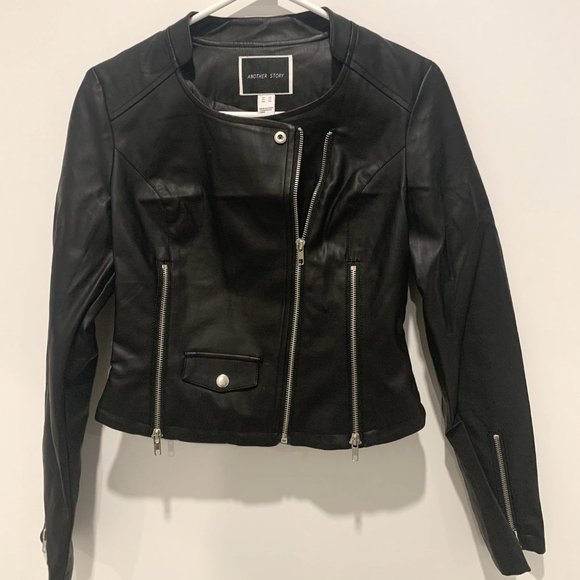 Another Story Black Faux Leather Jacket - Picture 1 of 2